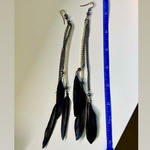 Le Chateau Feather & Chain Earrings